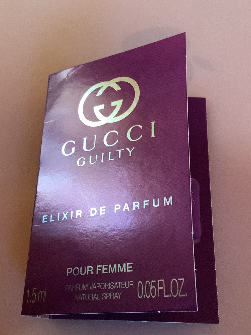 Gucci Guilty Elixir De Parfum Sample - Plum with Gold Accents smell so good